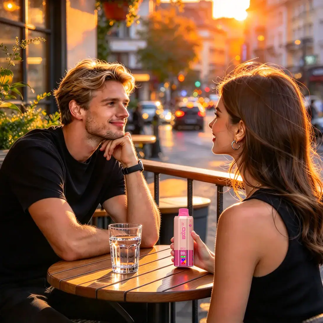 Creator clip filmed on a cafe terrace